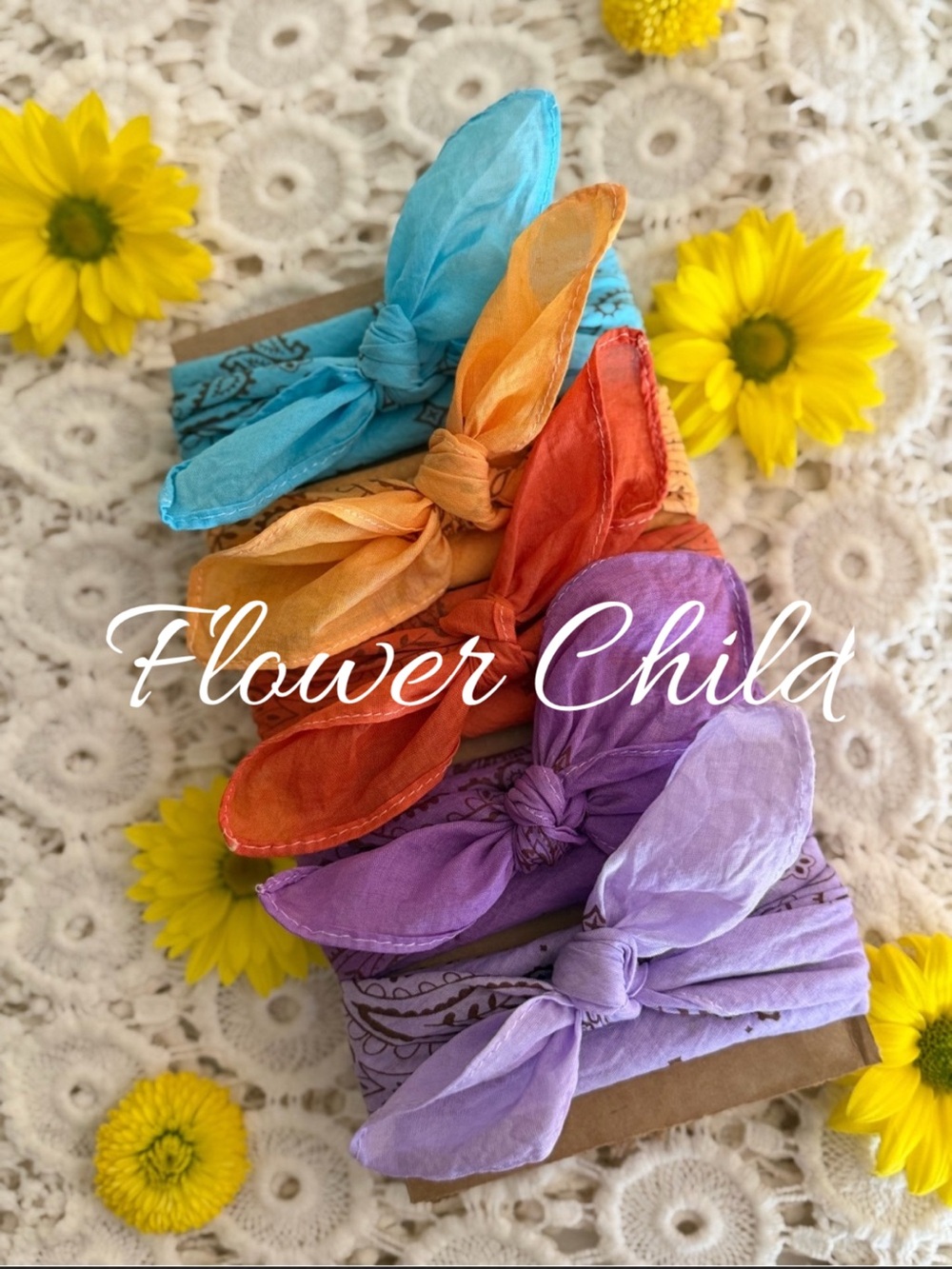 Bandanas BANDANA SET "Flower Child 2"⭐️NWT Hand Dyed SET COTTON Hair Tie